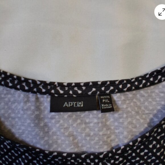 Apt. 9 Womens PXL‎ Sleeveless Tank Top Black White Print Stretchy Round Neck A29 - Picture 8 of 9